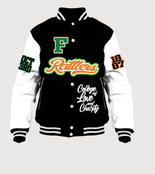 “Flyest of Seven Hills” FAMU UNISEX VARSITY JACKET **SHIPS 1-3WEEKS AFTER ORDER**