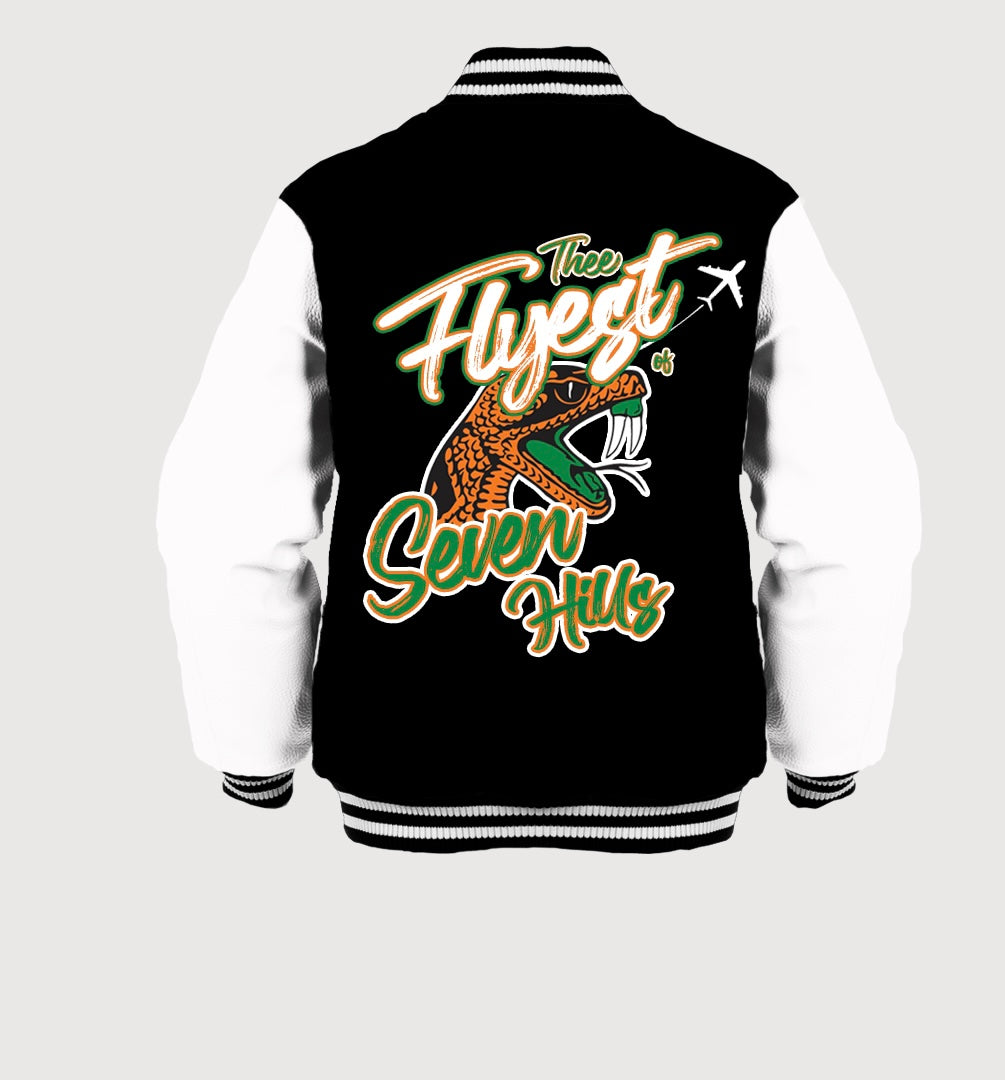 “Flyest of Seven Hills”  FAMU UNISEX VARSITY JACKET **SHIPS 1-3WEEKS AFTER ORDER**